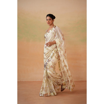 Deepika Chadha Lime Yellow Pre-Draped Saree with Stitched Blouse and Petticoat