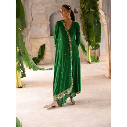 DEEPTHEE Green Cross Over Kurta (Set of 3)