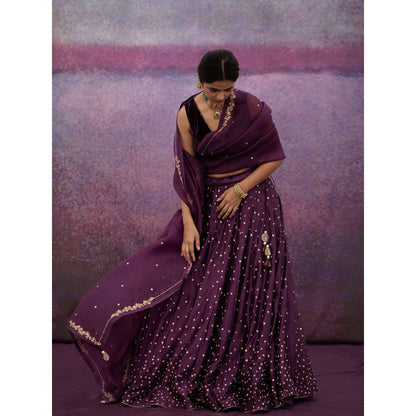 DEEPTHEE Purple All Over Booti Kalli Lehenga Set (Set of 3)