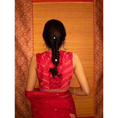DEEPTHEE Sita Hand Embellished Mandala Palla Saree with Stitched Blouse
