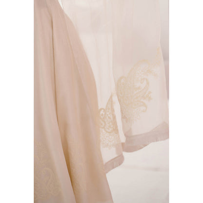 Devnaagri Ivory Patra Embellished Silk Chanderi Anarkali (Set of 3)