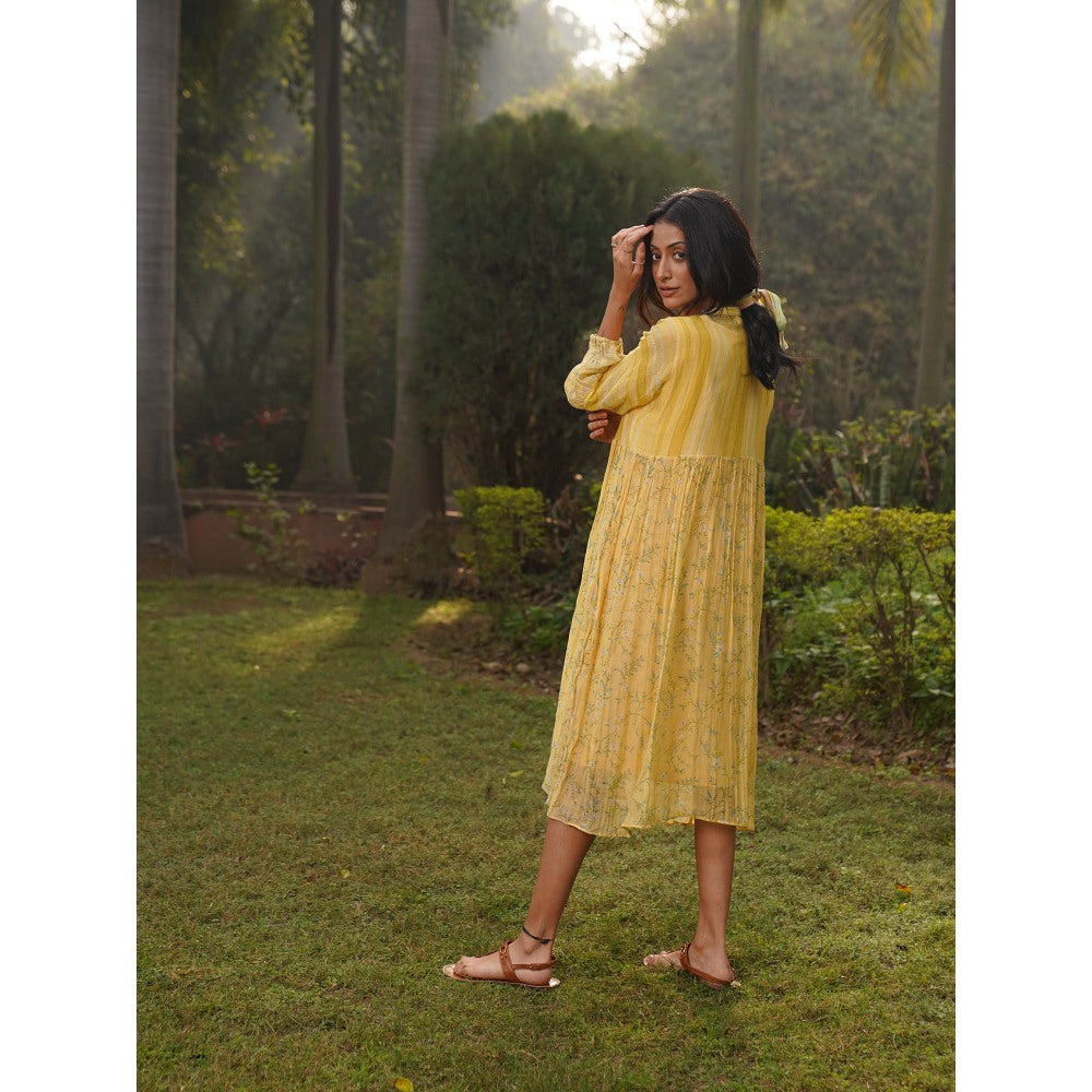 Dhaari by Deepika Handwoven Dress with Hand Paint & Kantha Embroidery with French Knots