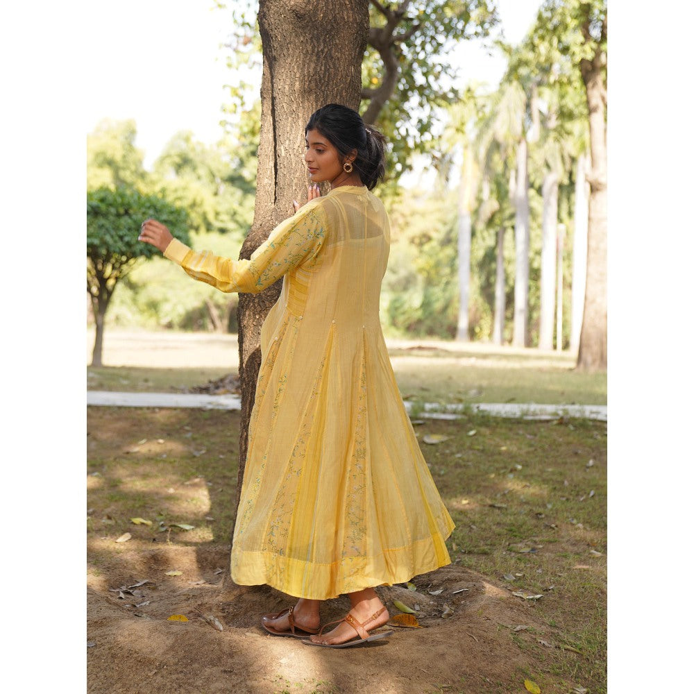 Dhaari by Deepika Handwoven Silk Dress with Hand Painted & Kantha Embroidery with Knots