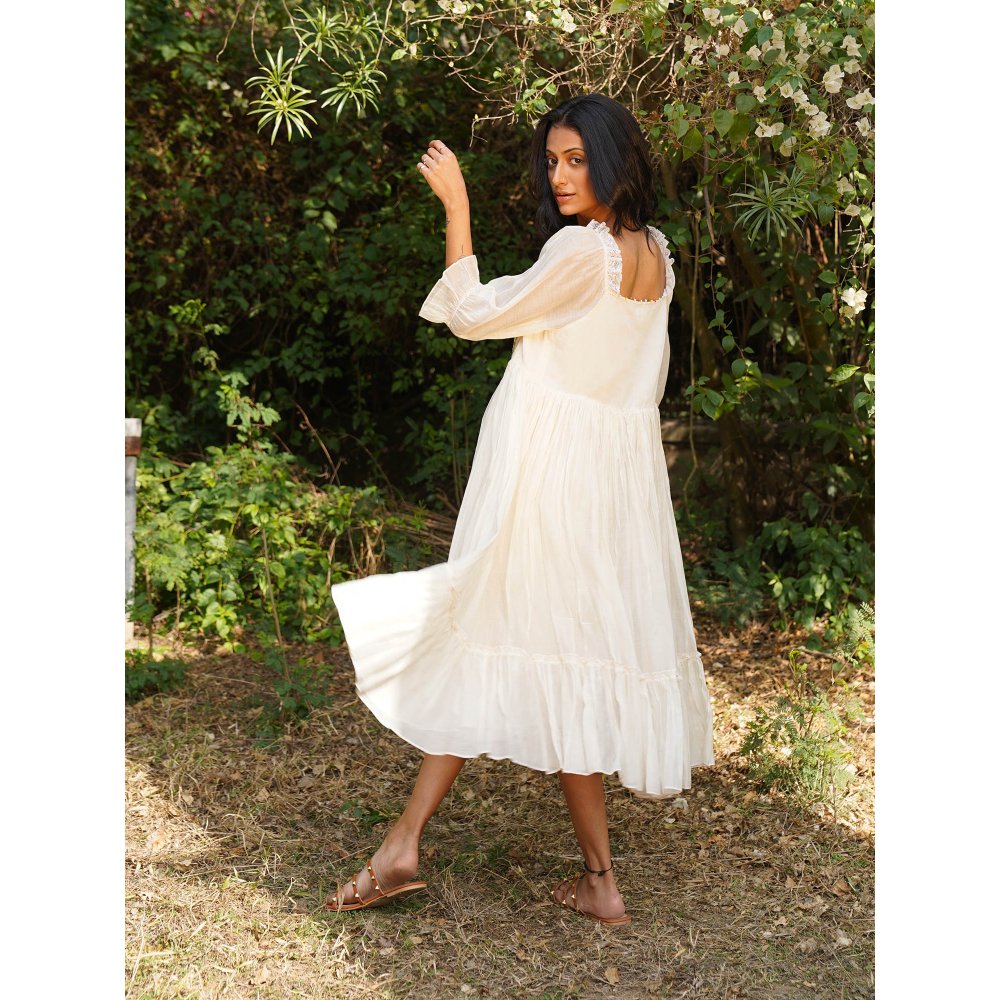 Dhaari by Deepika Handwoven Dress with Hand Embroidery & Kantha with Pearl Neckline