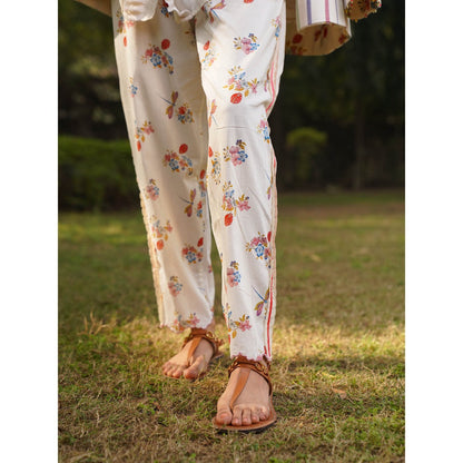 Dhaari by Deepika Handwoven Cotton Pants with Scallop At Hem & Hand Painted Details