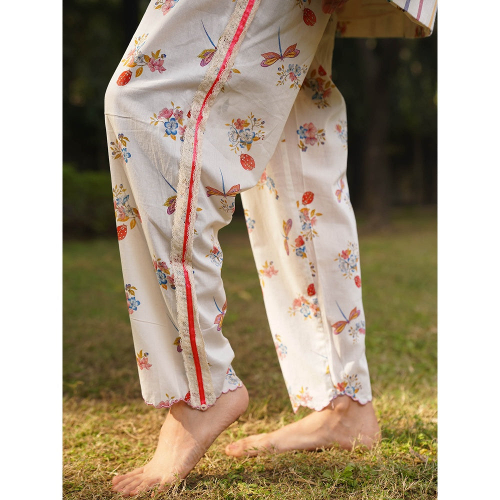 Dhaari by Deepika Handwoven Cotton Pants with Scallop At Hem & Hand Painted Details