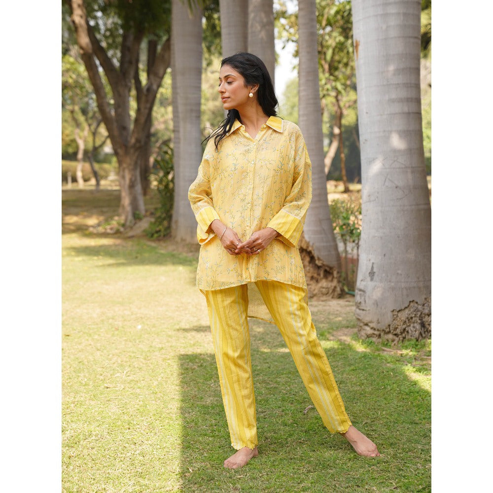 Dhaari by Deepika Handwoven Cotton Silk Shirt with Hand Painted & Lace Details