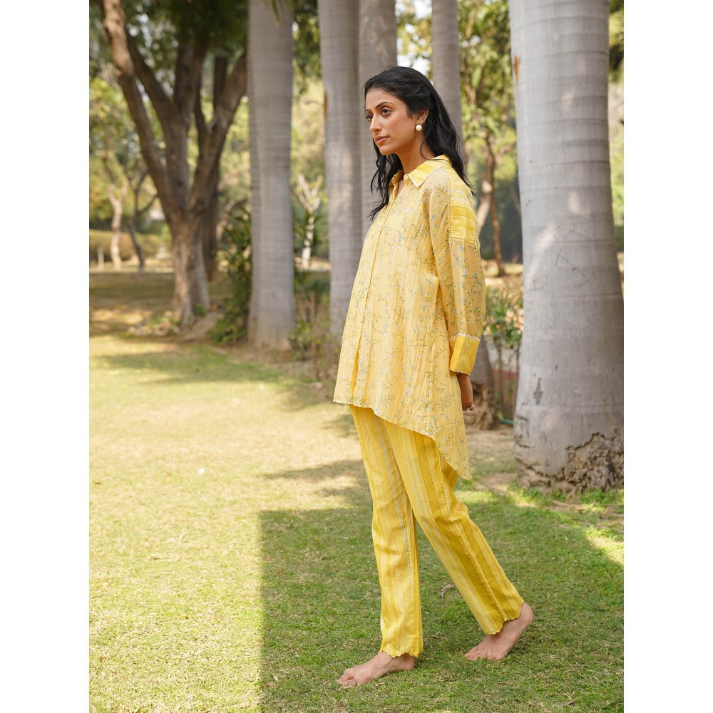 Dhaari by Deepika Handwoven Cotton Silk Shirt with Hand Painted & Lace Details