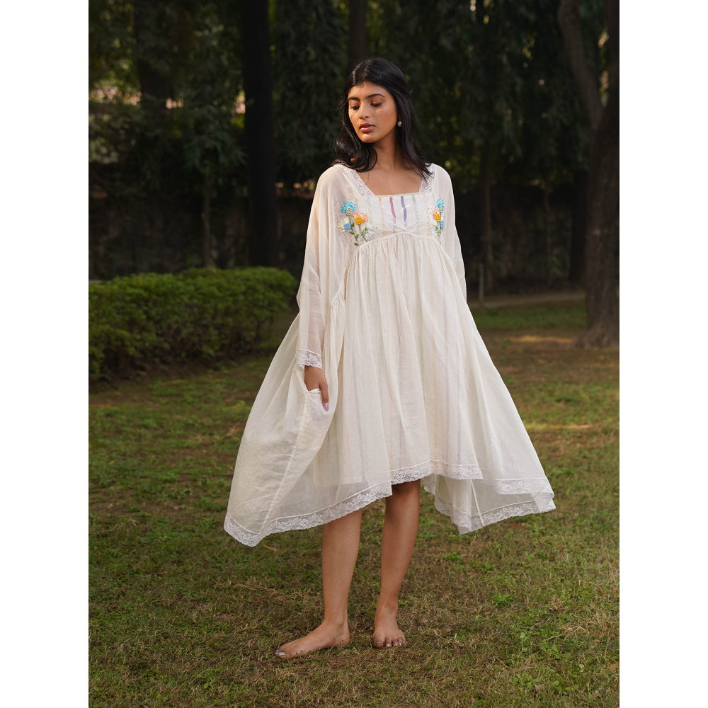 Dhaari by Deepika Handwoven Cotton Silk Dress with Hand Ribbon Embroidery