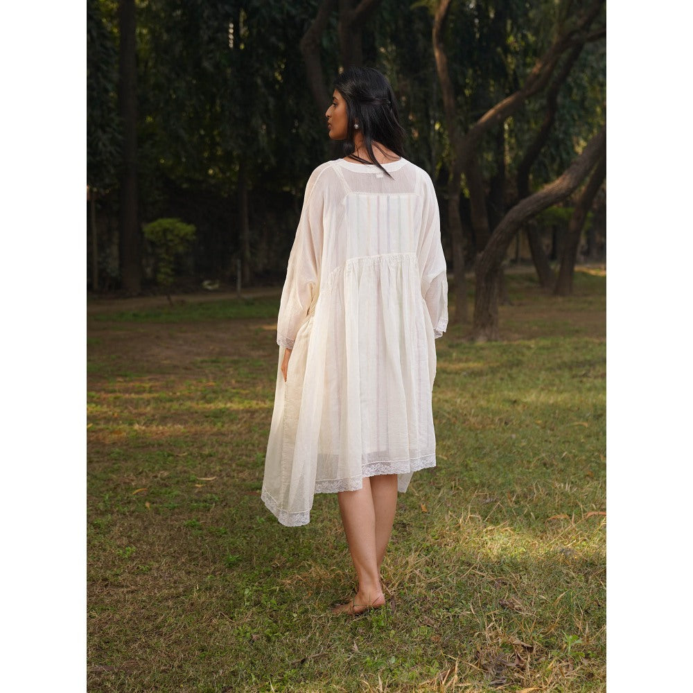 Dhaari by Deepika Handwoven Cotton Silk Dress with Hand Ribbon Embroidery