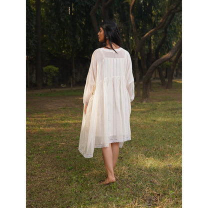 Dhaari by Deepika Handwoven Cotton Silk Dress with Hand Ribbon Embroidery