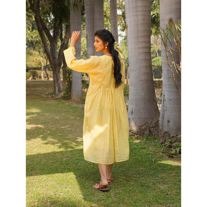 Dhaari by Deepika Handwoven Dress with Butterfly Embroidery with Hand Kantha & Pearl Details