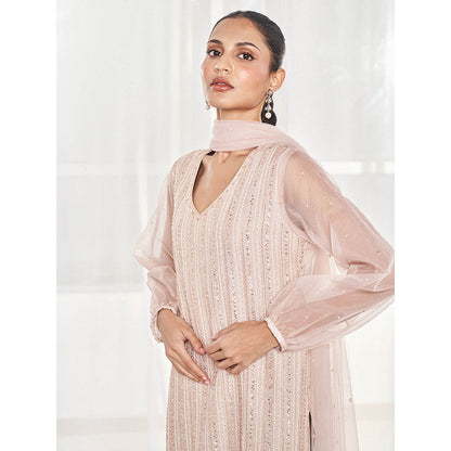 DISHA MUCHHALA Pink Kurta with Sharara and Dupatta (Set of 3)