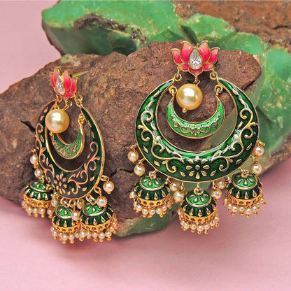 Divino Majestic Green Chandbali