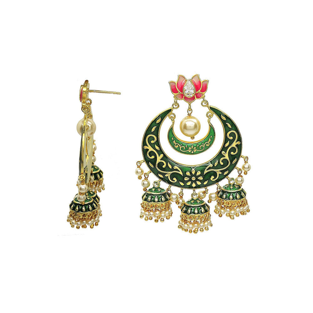 Divino Majestic Green Chandbali