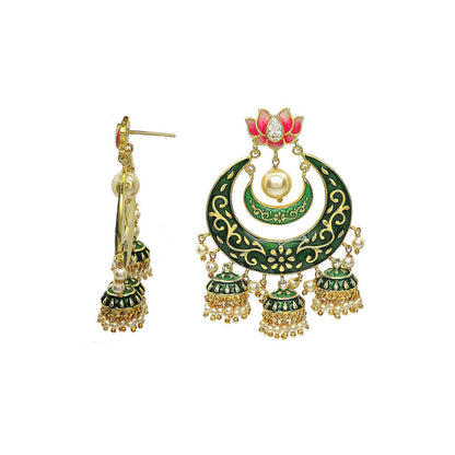 Divino Majestic Green Chandbali