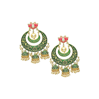 Divino Majestic Green Chandbali