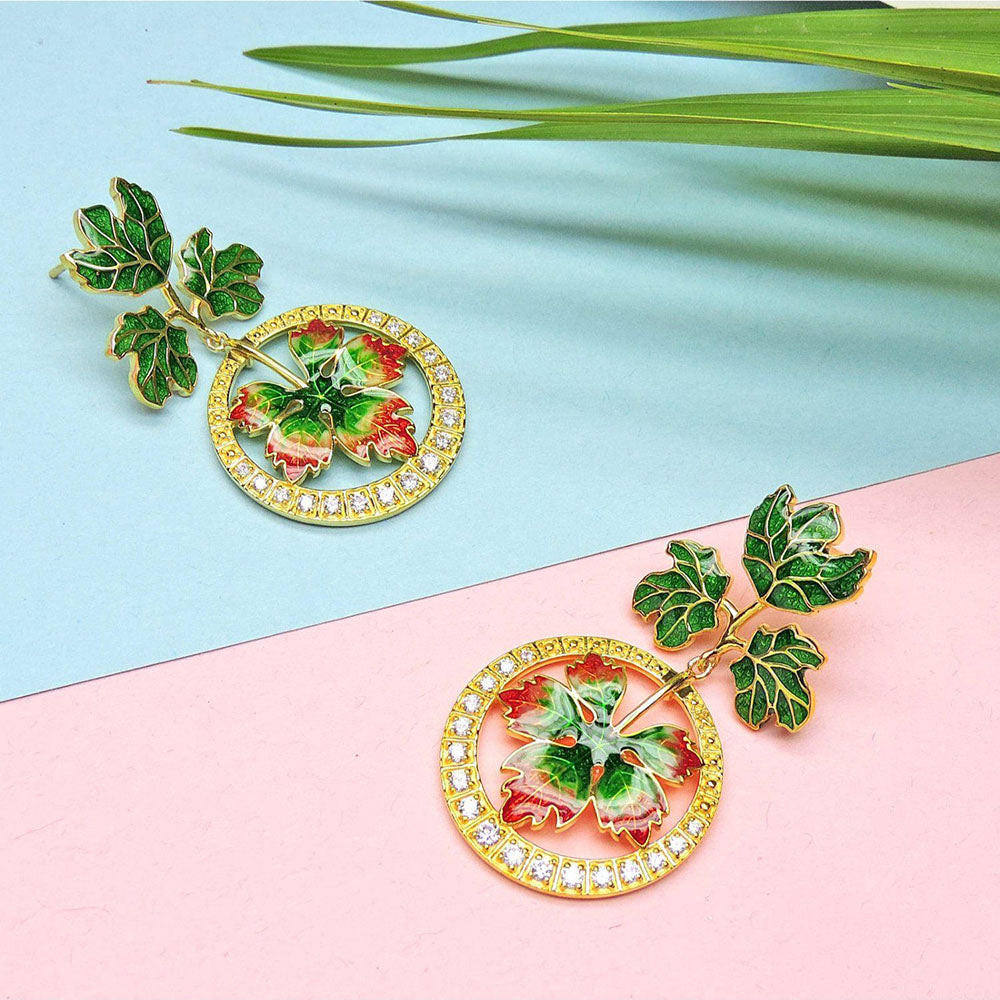 Divino Green Leafy Sparkle Earrings