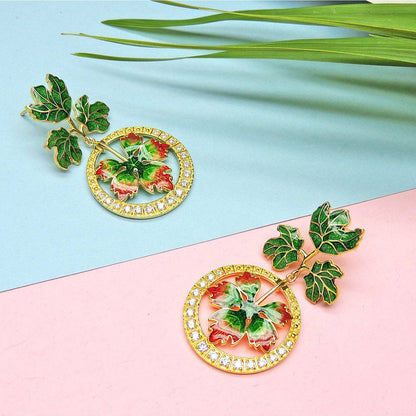 Divino Green Leafy Sparkle Earrings