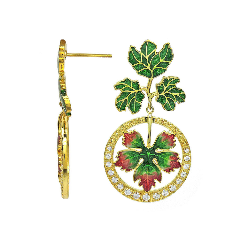 Divino Green Leafy Sparkle Earrings