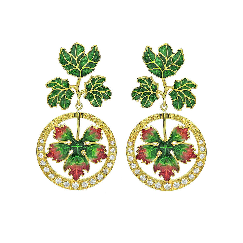 Divino Green Leafy Sparkle Earrings
