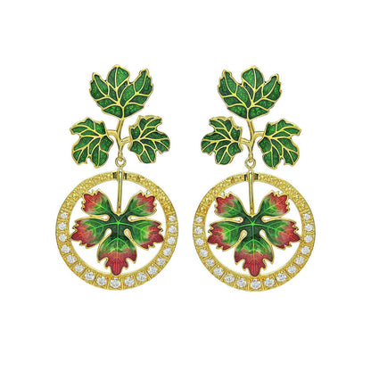 Divino Green Leafy Sparkle Earrings