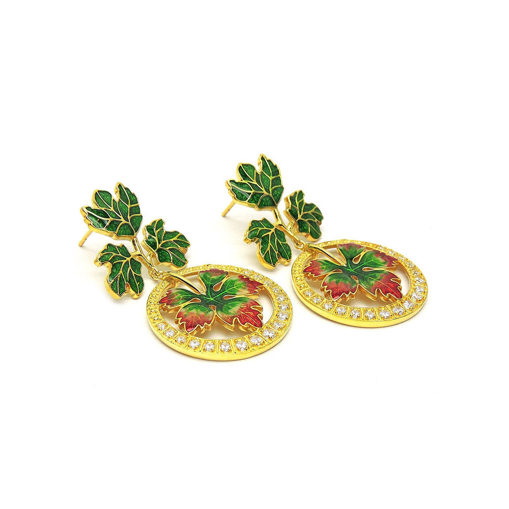 Divino Green Leafy Sparkle Earrings