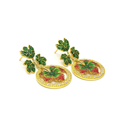 Divino Green Leafy Sparkle Earrings