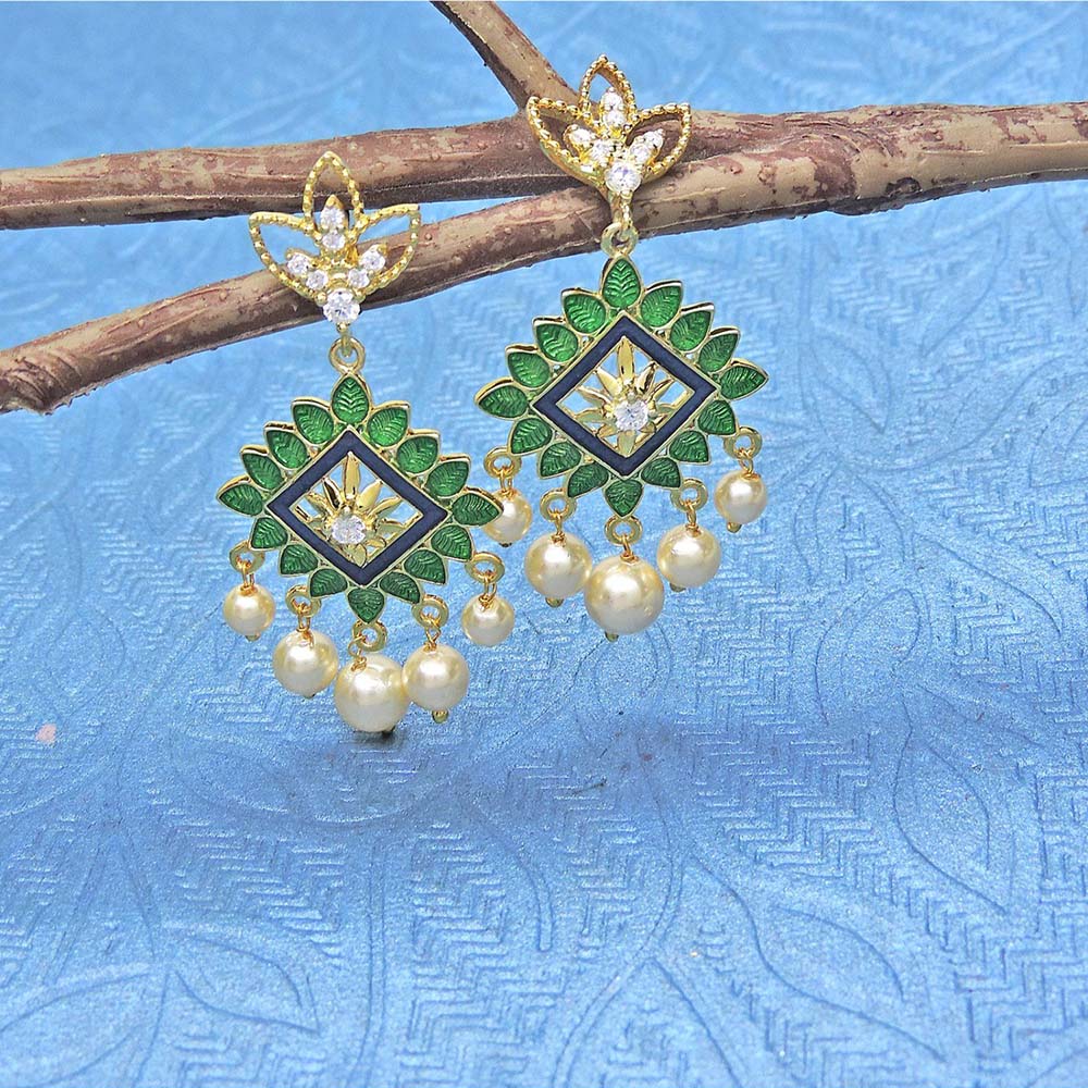 Divino Green Geometrical Happy Encounters Earrings
