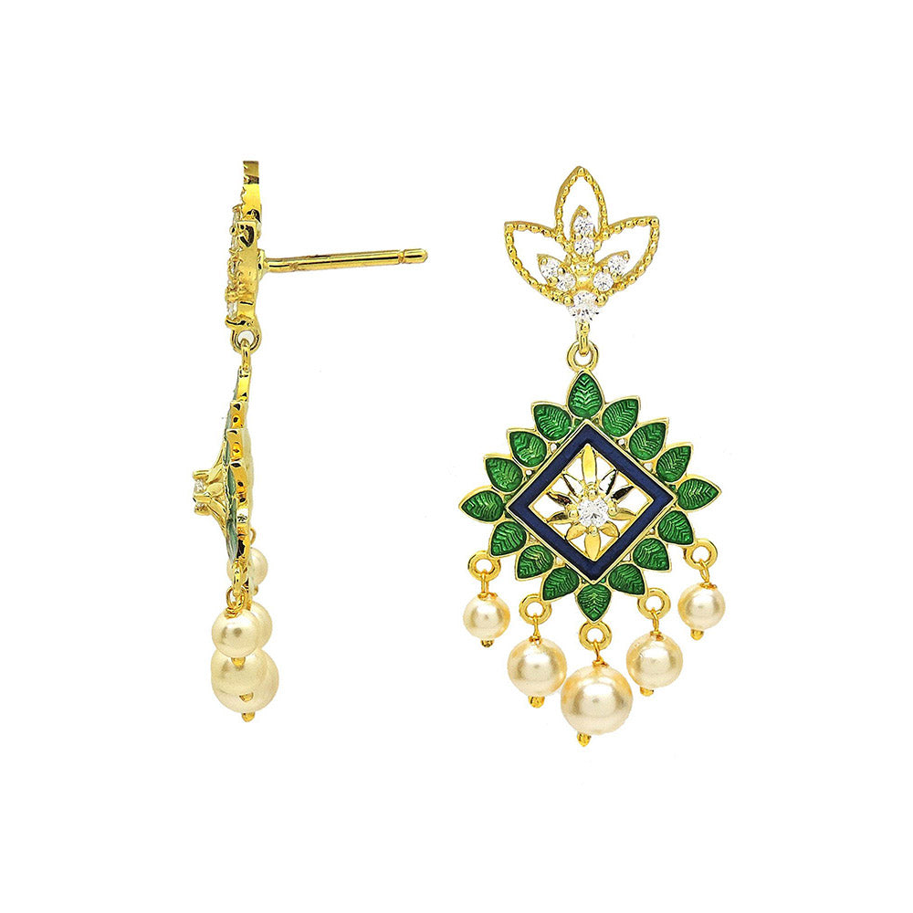Divino Green Geometrical Happy Encounters Earrings