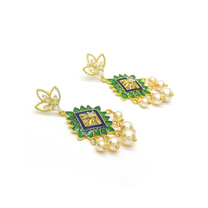 Divino Green Geometrical Happy Encounters Earrings