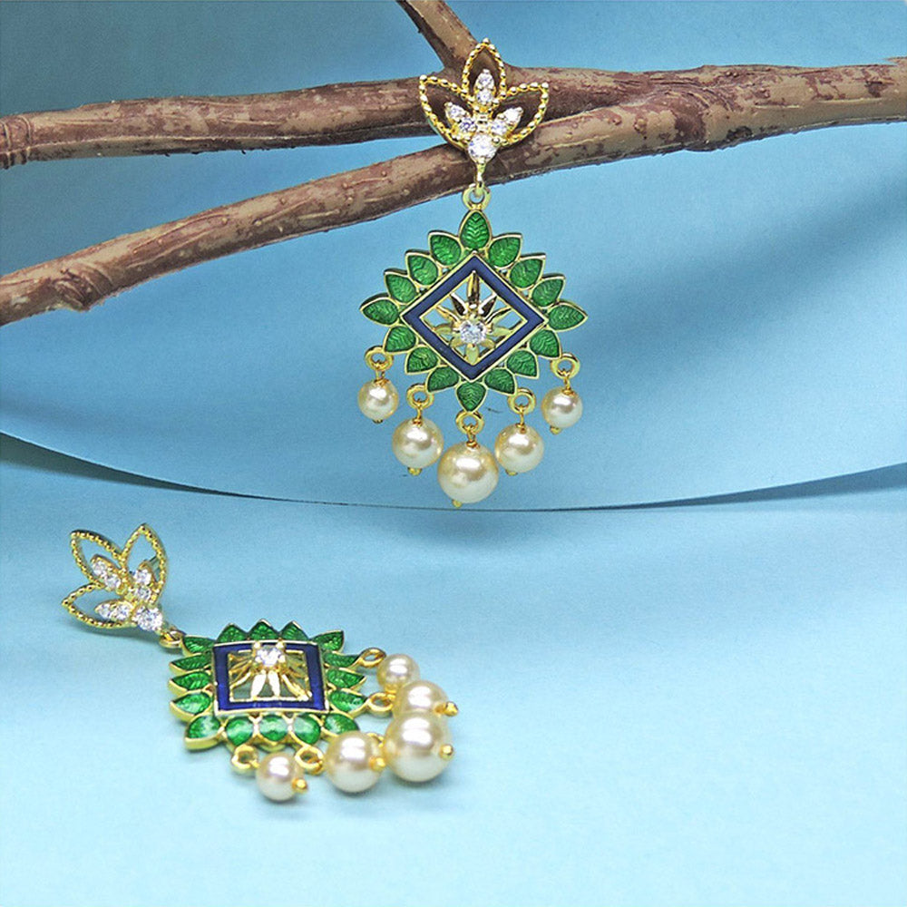 Divino Green Geometrical Happy Encounters Earrings