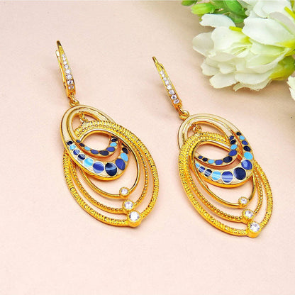 Divino Sunday Eye Candy Multi-Color Gold Plated Danglers