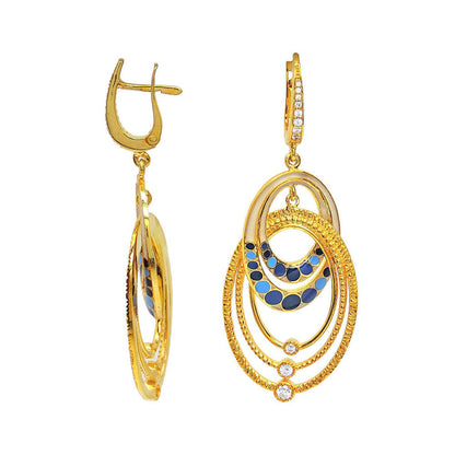 Divino Sunday Eye Candy Multi-Color Gold Plated Danglers
