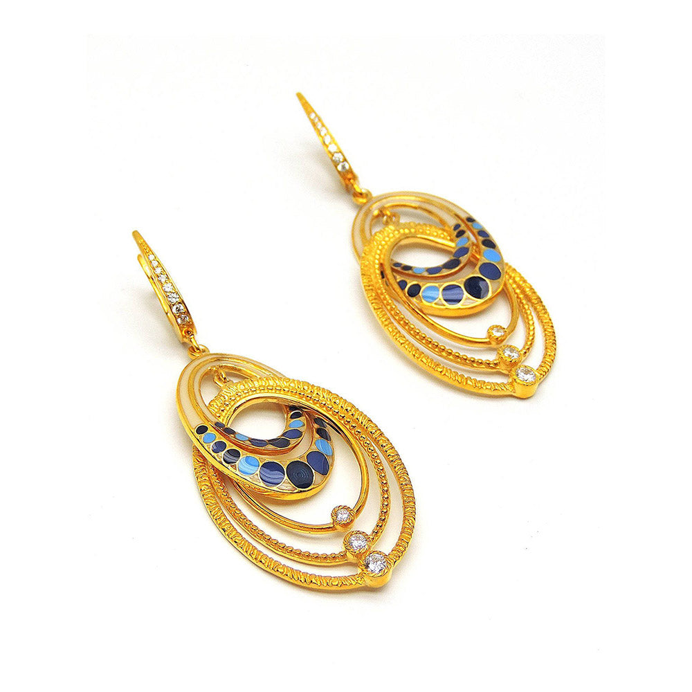Divino Sunday Eye Candy Multi-Color Gold Plated Danglers