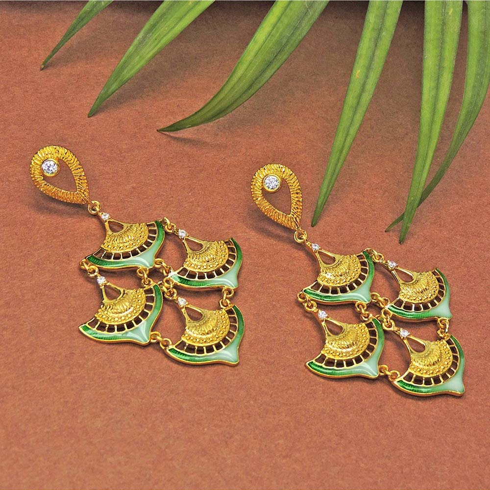Divino Green Frosty Fields Dangler Earrings