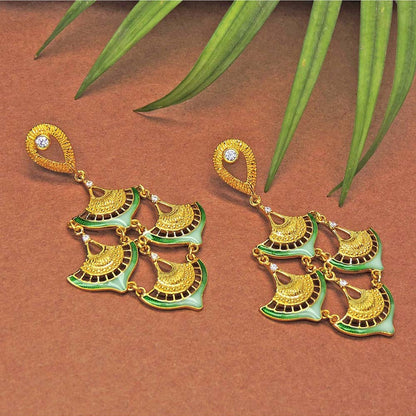 Divino Green Frosty Fields Dangler Earrings
