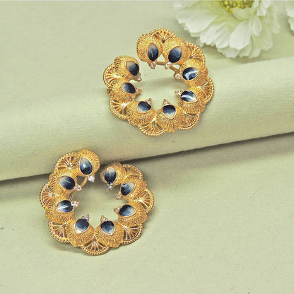 Divino Blue Weaved Feathers Earrings