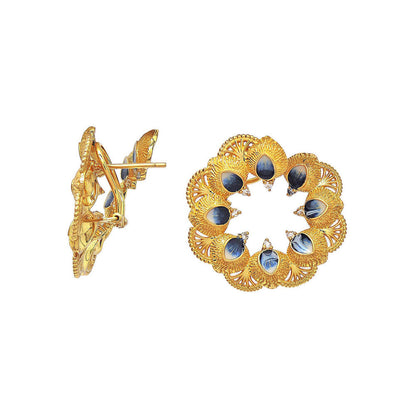 Divino Blue Weaved Feathers Earrings