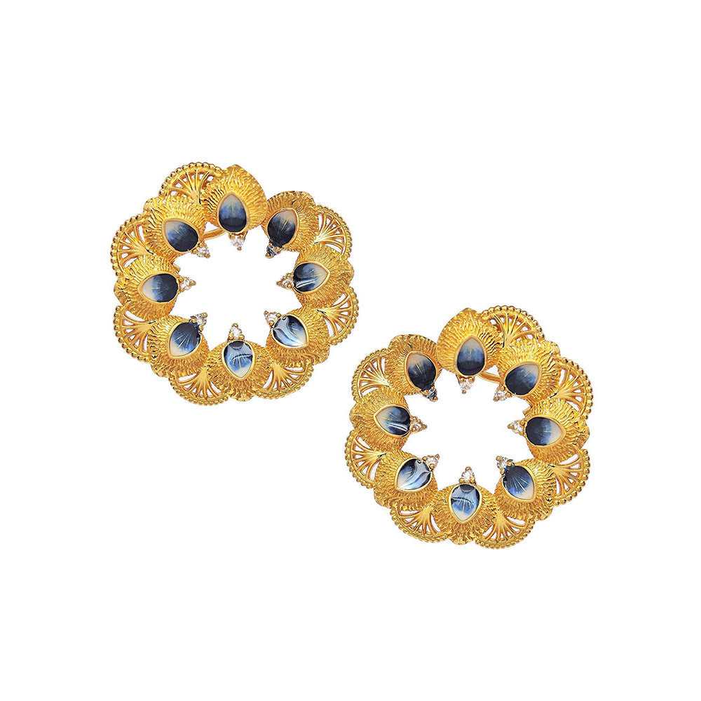 Divino Blue Weaved Feathers Earrings