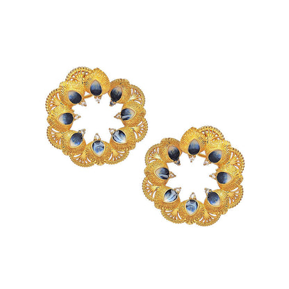 Divino Blue Weaved Feathers Earrings
