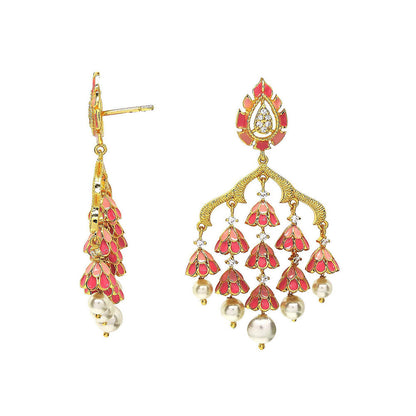 Divino Pink Temple Royale Meenakari Earrings
