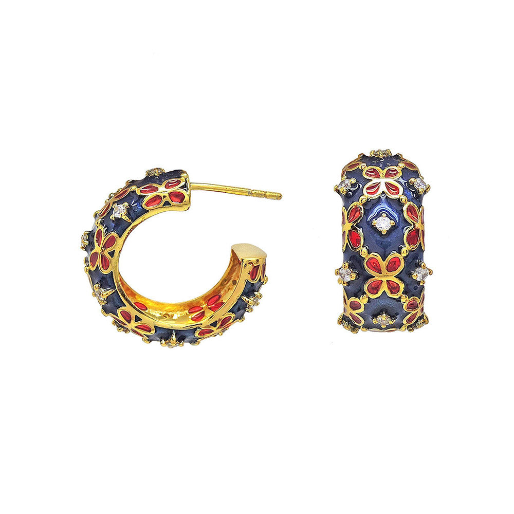 Divino Blue & Red Spring Petals Hoops