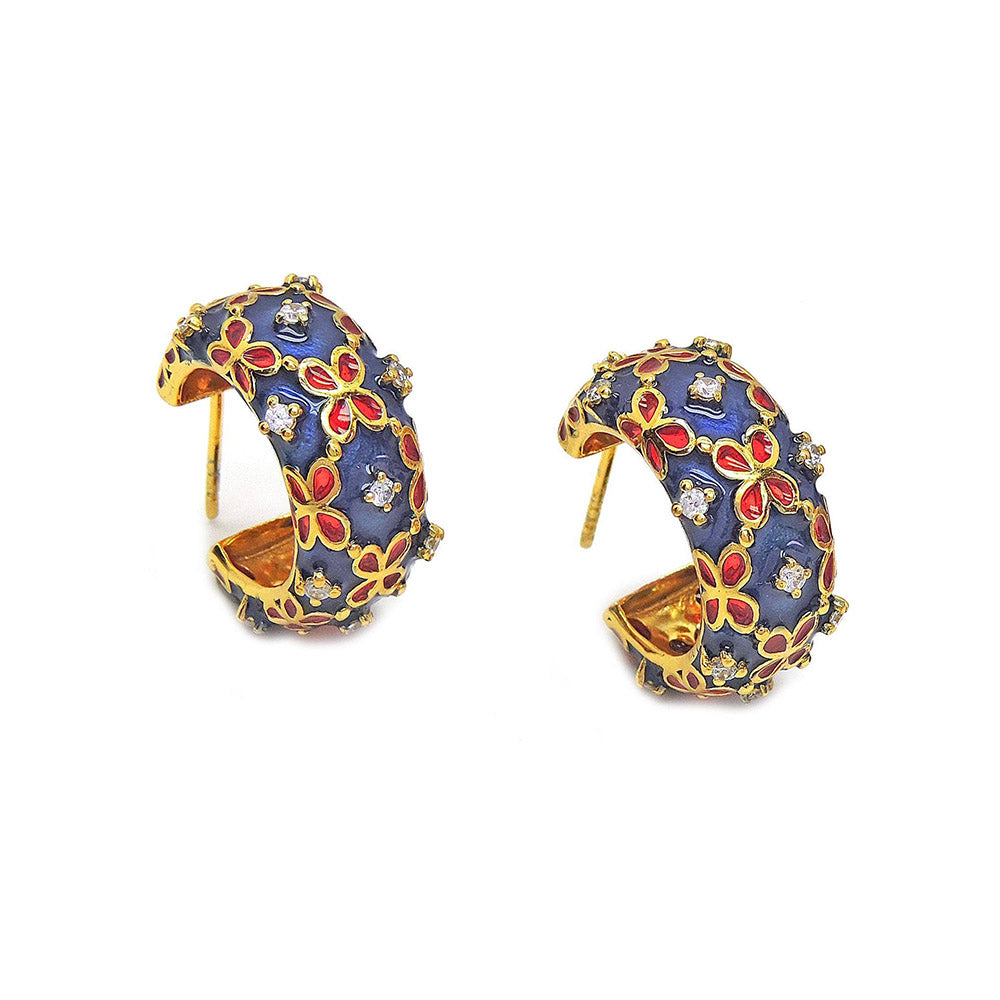 Divino Blue & Red Spring Petals Hoops