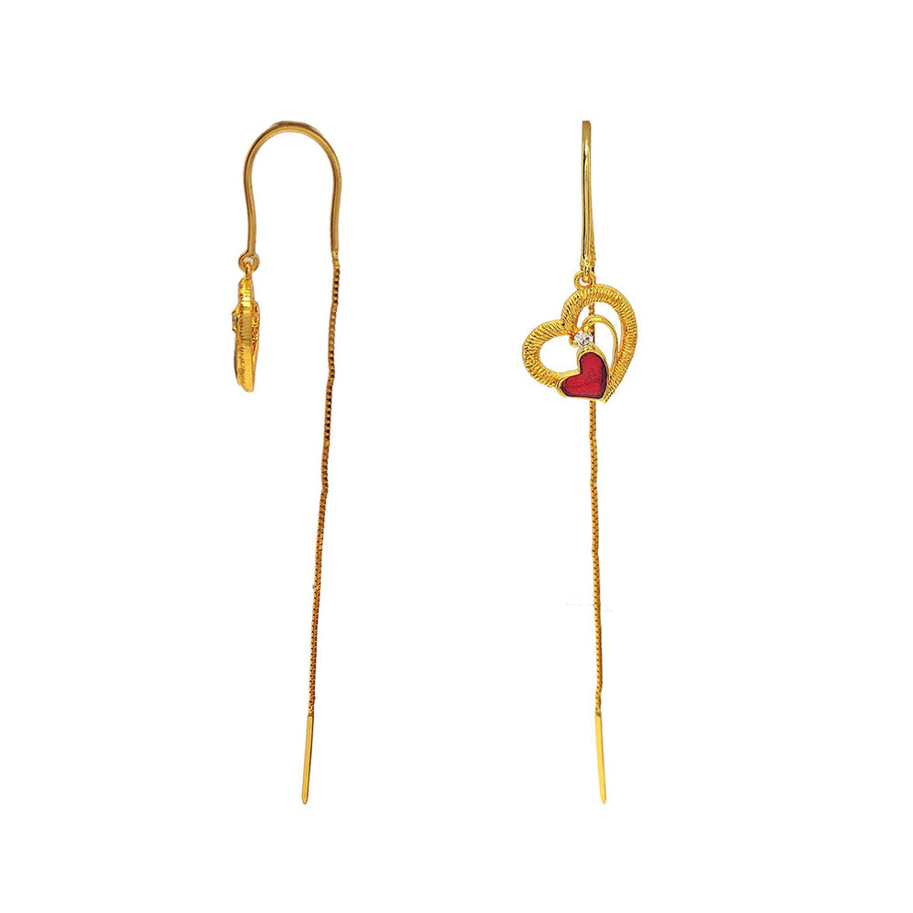 Divino Red Ruby Heart Dangler Earrings