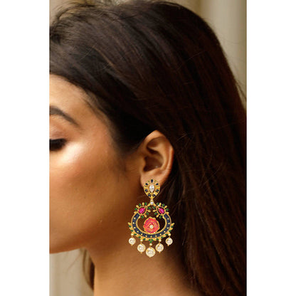 Divino Pink Sugar Meenakari Earrings