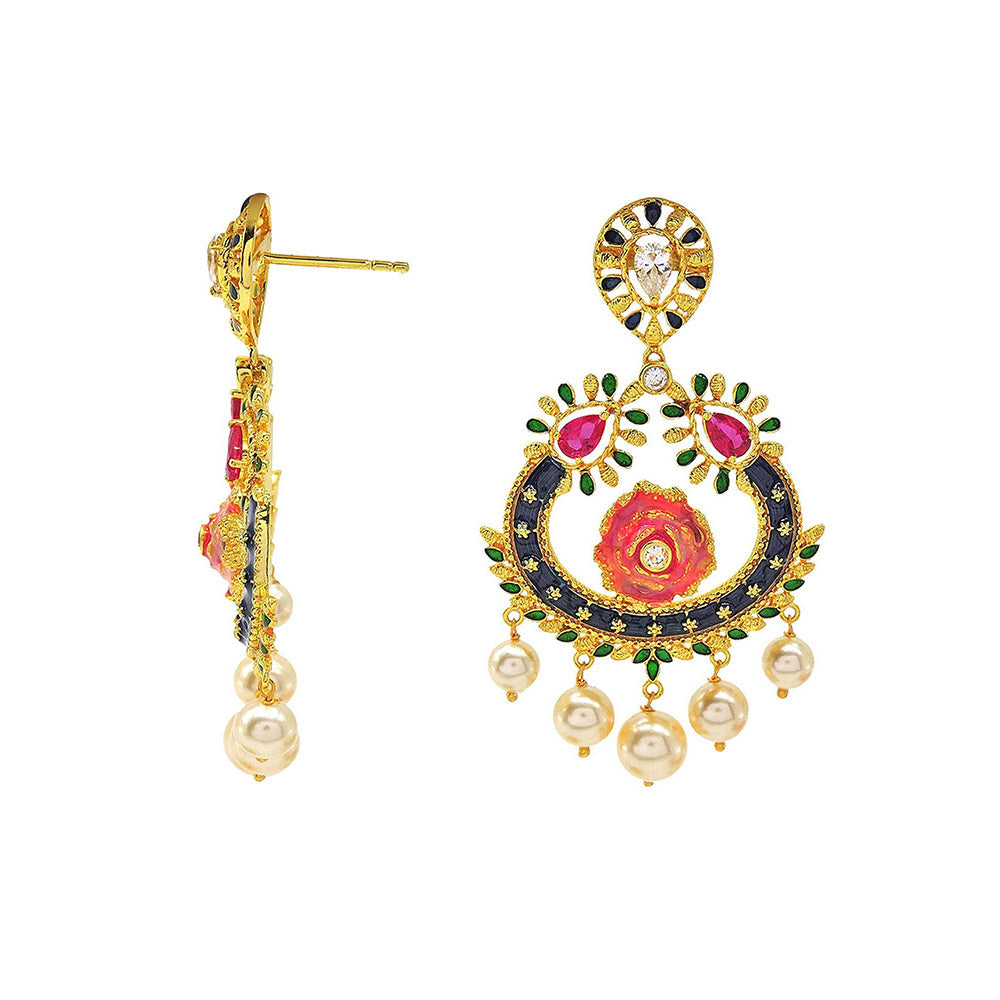 Divino Pink Sugar Meenakari Earrings