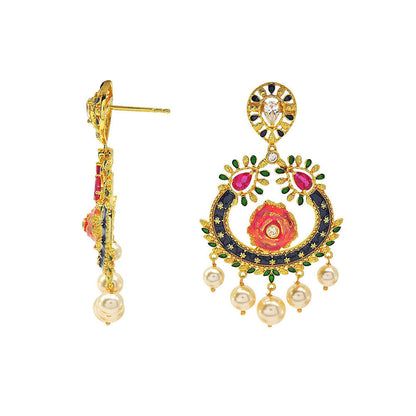 Divino Pink Sugar Meenakari Earrings