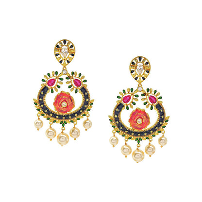 Divino Pink Sugar Meenakari Earrings