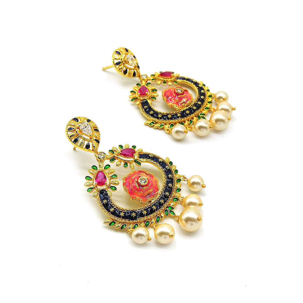Divino Pink Sugar Meenakari Earrings